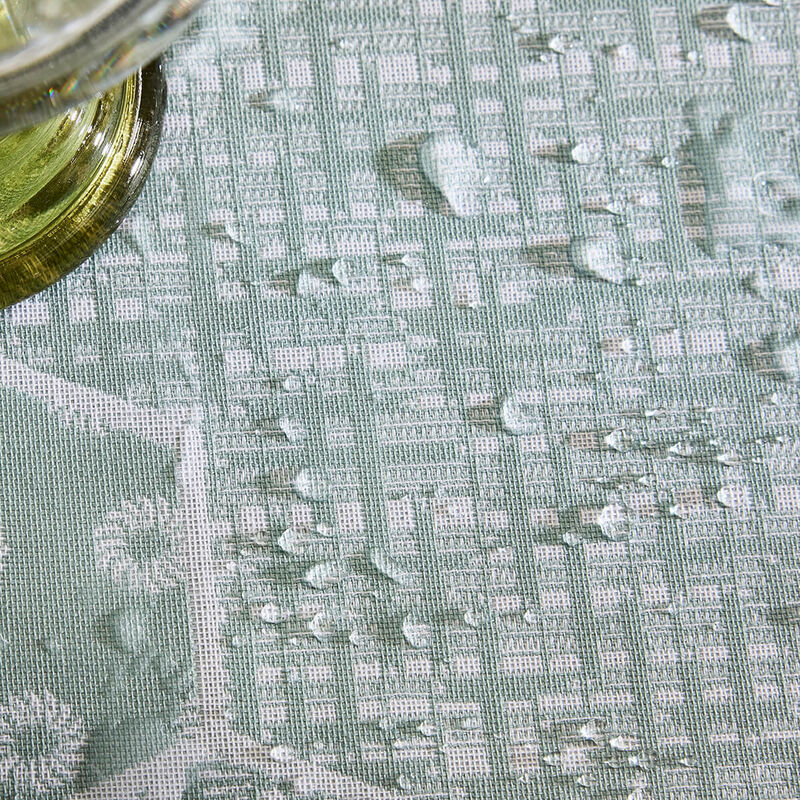 Nappe Enduite 150x260cm, Wagara  Celadon, Le Jacquard Français