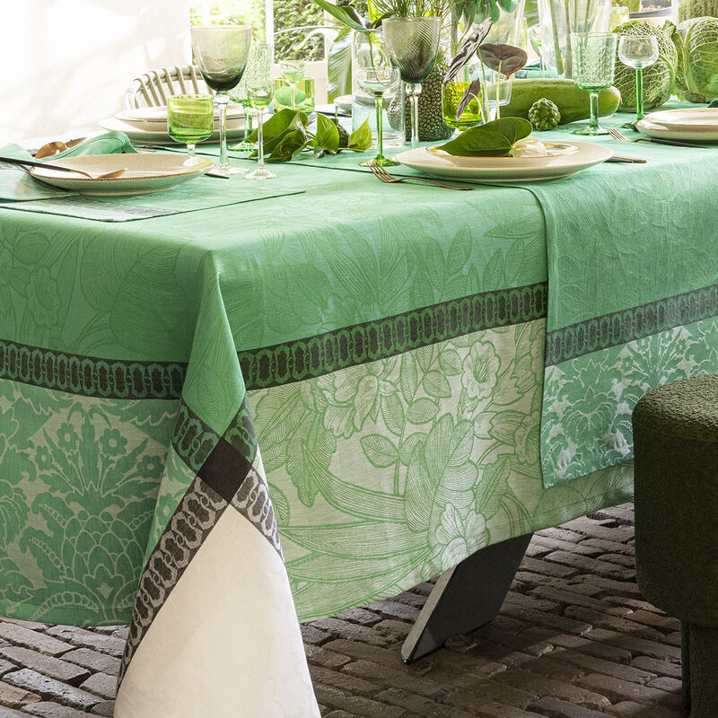 Nappe 175x250cm, Escapade Tropicale Caméléon, LE JACQUARD FRANCAIS