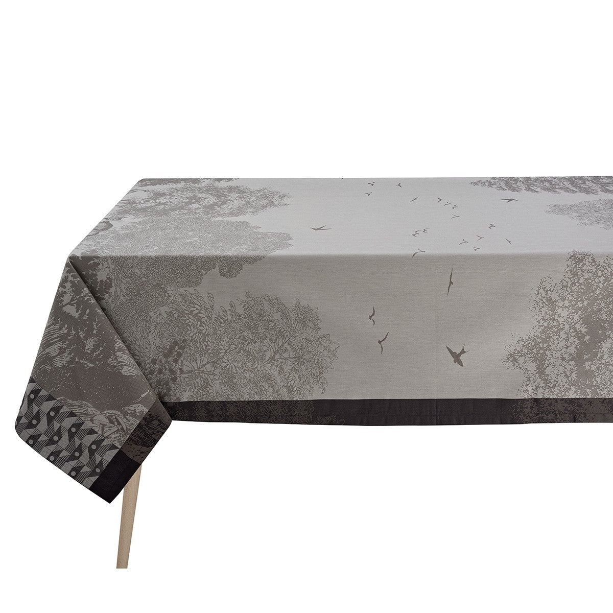 Nappe 175x250cm, Forêt Enchantée Argent, Le Jacquard Français