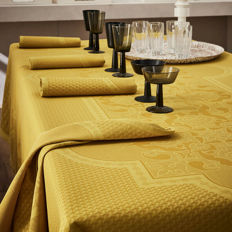 Nappe 175x250cm, Palais Vénitien Ocre, LE JACQUARD FRANCAIS