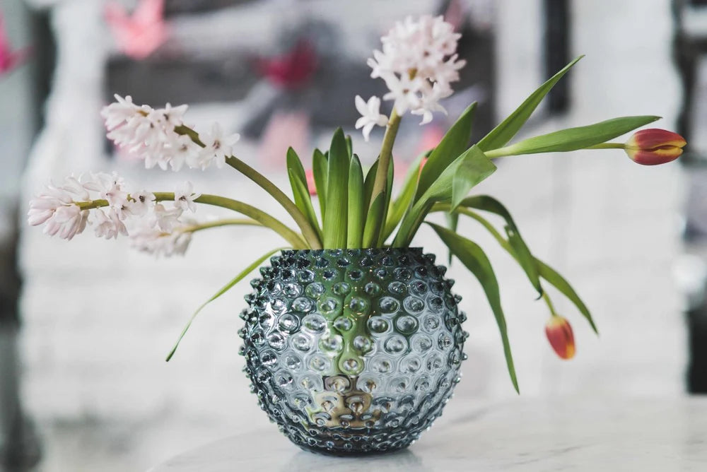 VASE BOULE 18CM,  ANANAS FUME, Markhbein Kibic