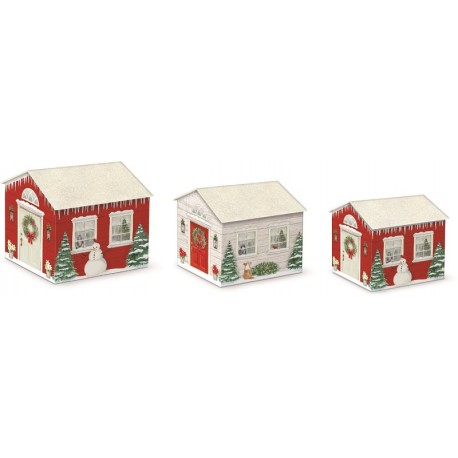 Set of 3 Christmas Nesting Boxes House Shape, Heartland House, Royal Garden