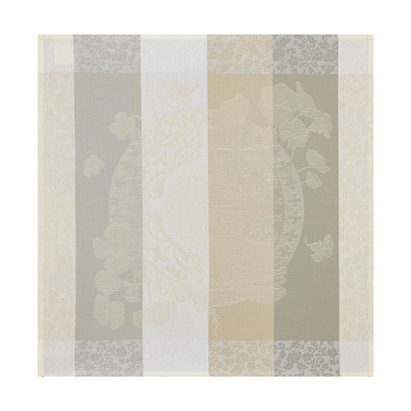 Nappe Ronde 175cm, Fleurs Gourmandes Enduit Craie, LE JACQUARD FRANCAIS
