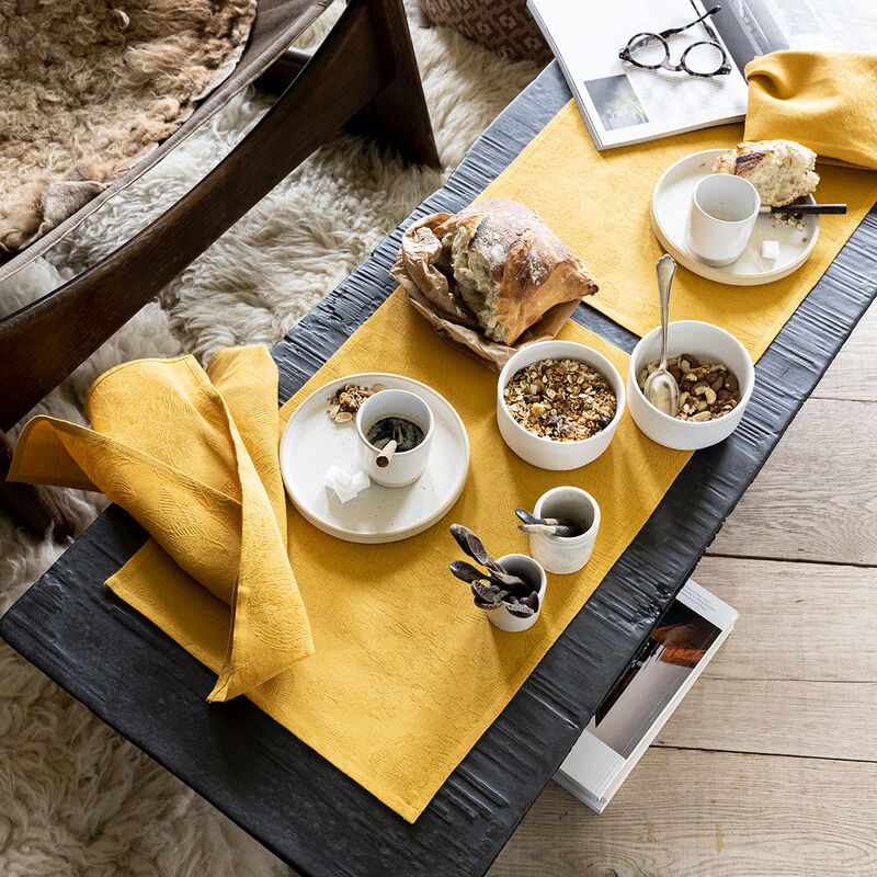 Nappe 175x250cm, Marie Galante Enduit Moutarde, LE JACQUARD FRANCAIS