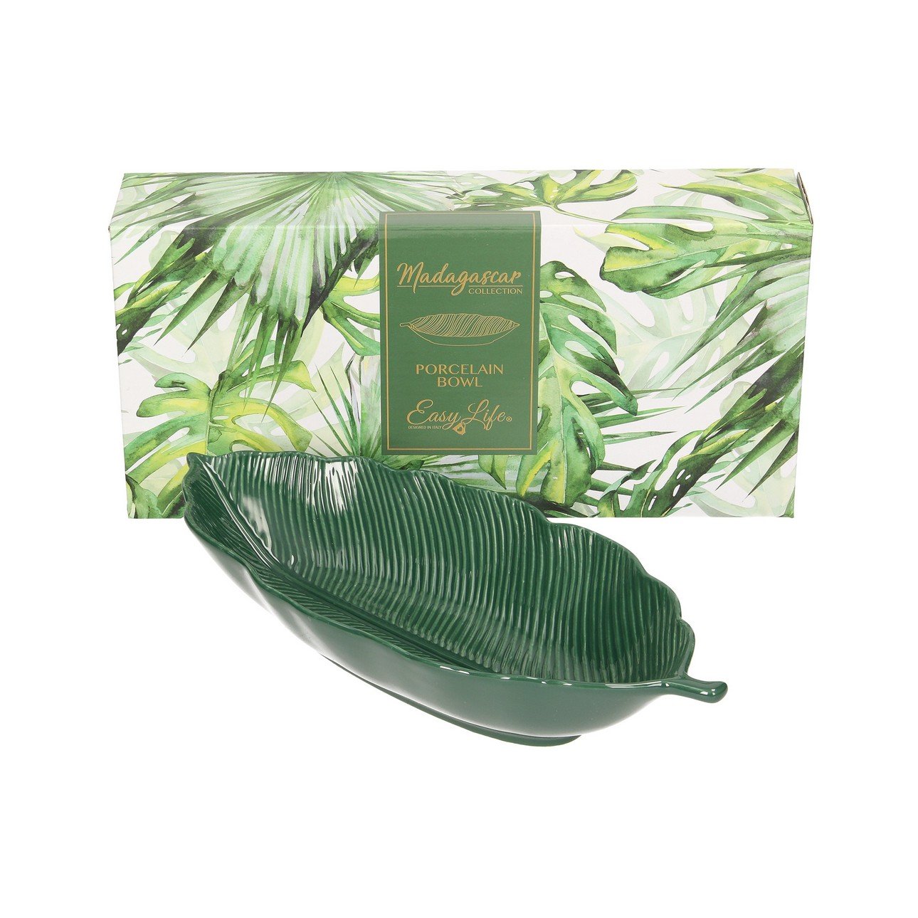 Plat creux 30x13cm, Tropical Leaves Green, Easy Life