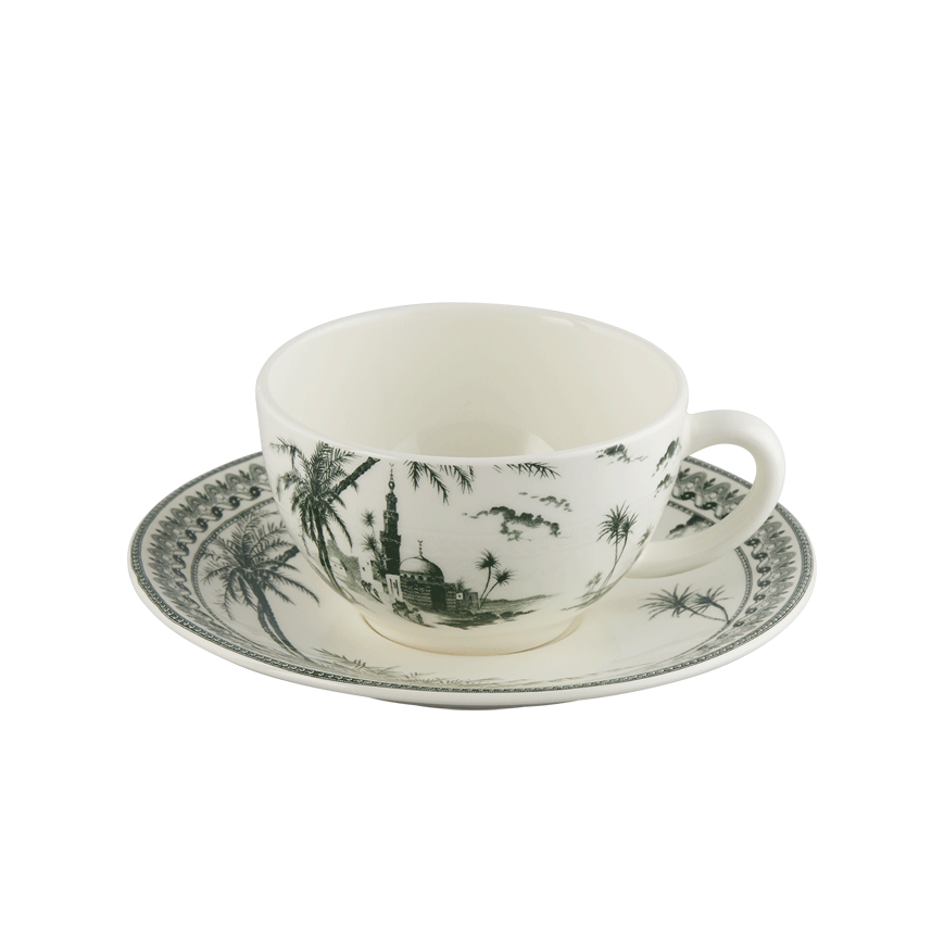 Teacup and saucer, Les Dépareillés green, Gien