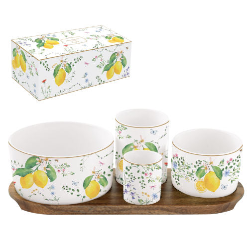 Set Apéritif 4 bols Acacia Fleurs et Citrons, Easy Life