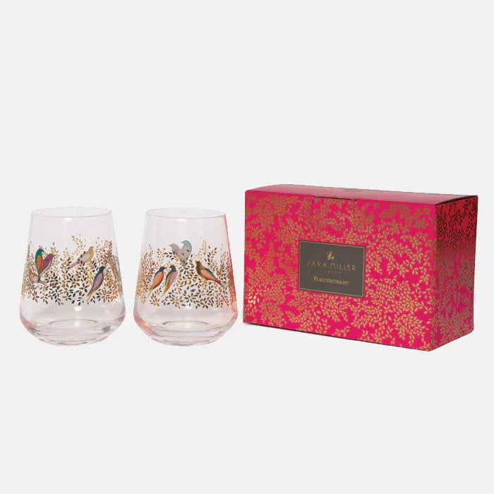 Gobelet Gold Leaves & Birds Glass, Sara Miller, Portmeirion
