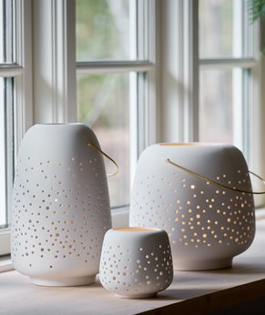 Lanterne en céramique, petite taille, L 10 x H 9,5 cm, Uyuni