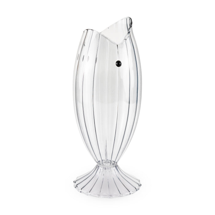 Pichet en verre en forme de poisson. Effet plissé, couleur transparente, WD Lifestyle
