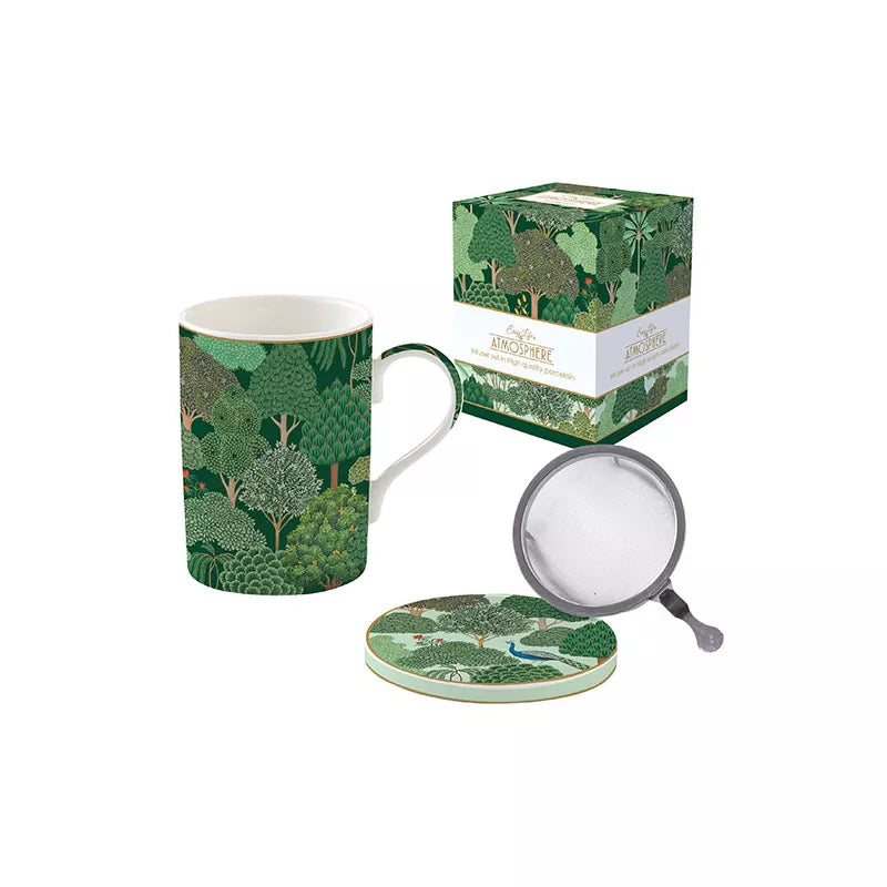 Coffret tisanière 35cl en porcelaine avec filtre inox WOODLAND, Easylife