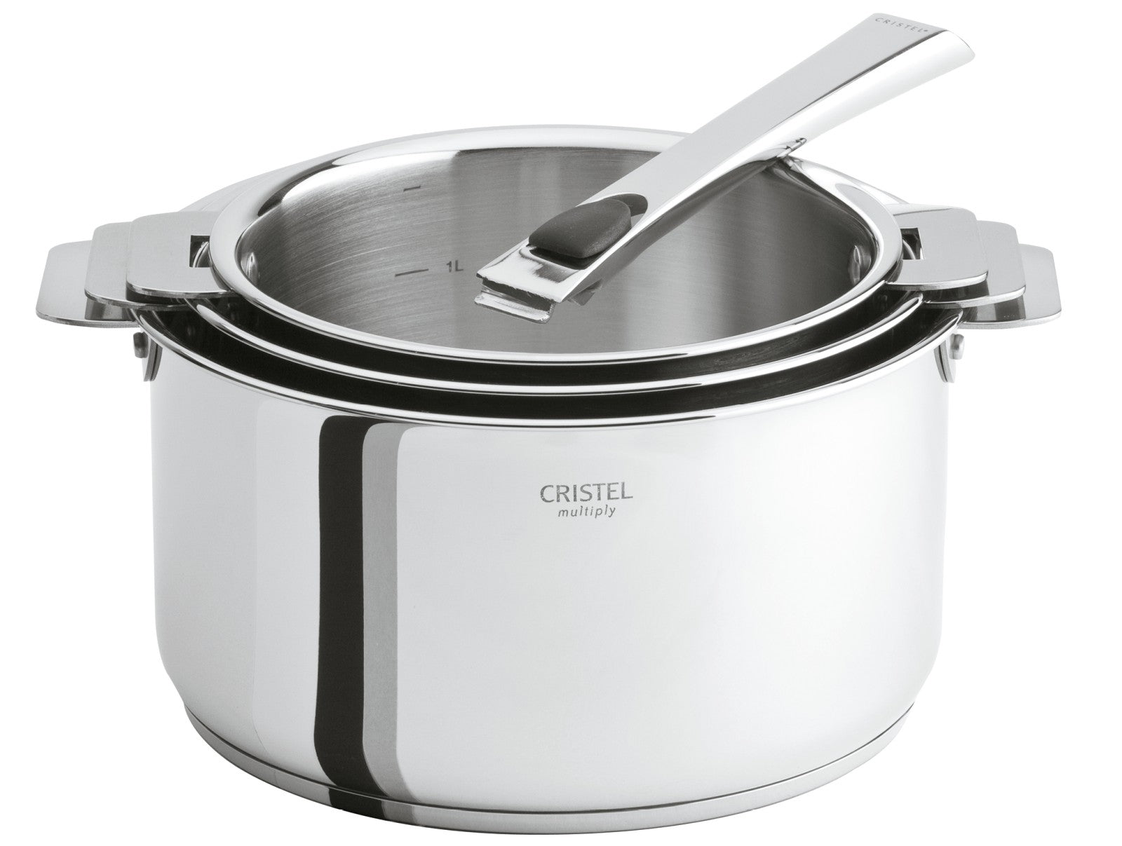 Série de 3 casseroles en inox, Casteline Amovible, Cristel