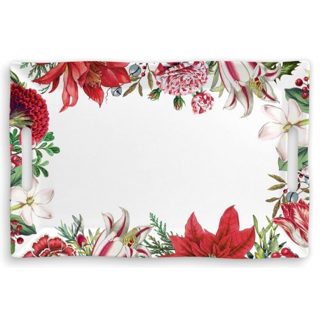 Plateau rectangulaire en mélamine GM, Christmas Bouquet, Royal Garden