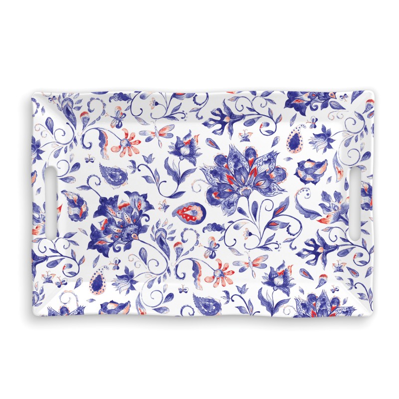 Rectangular Tray GM, Paisley &amp; Plaid, Royal Garden