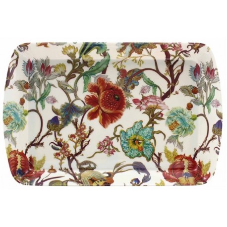 Plateau rectangulaire grand modèle en mélamine, Anthina Blue, Royal Garden