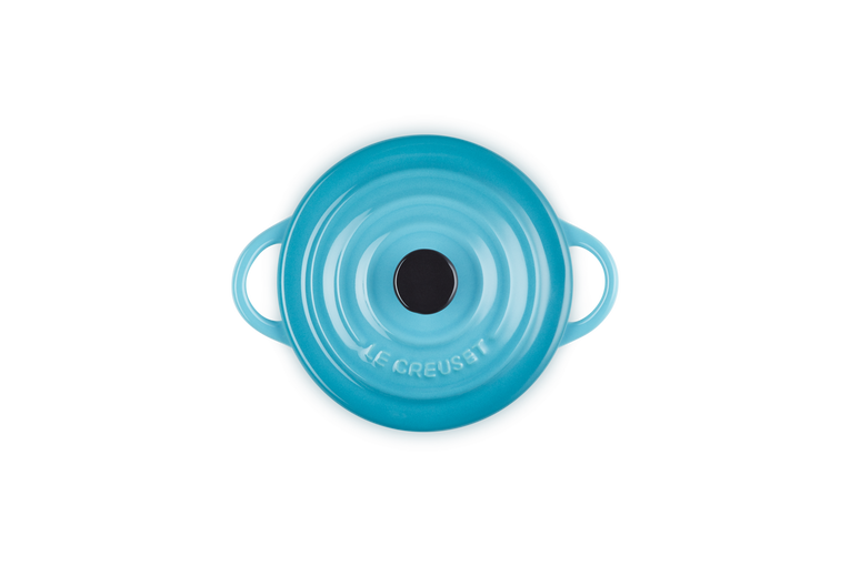 Mini-cocotte ronde individuelle en céramique avec couvercle 10cm bleu  Caraïbes - 71901101700100 - LE CREUSET